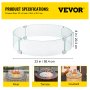 VEVOR Fire Pit Wind Guard, 23 x 23 x 8 Inch Glass Flame Guard, Round Glass Shield, 1/4-Inch Thick Fire Table, Clear Tempered Glass Flame Guard, Aluminum Alloy Feet for Propane, Gas, Outdoor
