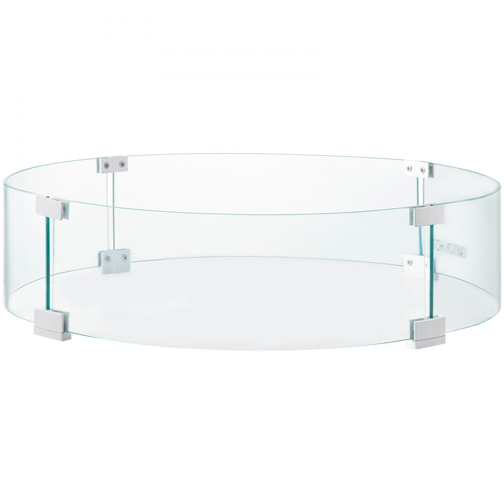 VEVOR Fire Pit Wind Guard, 24 x 24 x 6 inch Glass Flame Guard, Round Glass Shield, 1/4-Inch Thick Fire Table, Clear Tempered Glass Flame Guard, Aluminum Alloy Feet for Propane, Gas, Outdoor