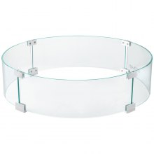 VEVOR Fire Pit Wind Guard, 24 x 24 x 6 inch Glass Flame Guard, Round Glass Shield, 1/4-Inch Thick Fire Table, Clear Tempered Glass Flame Guard, Steady Feet Tree Pit Guard for Propane, Gas, Outdoor