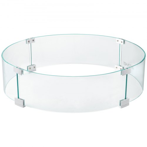 VEVOR Fire Pit Wind Guard, 29.1x29.1x6 inch Glass Flame Guard, Round Glass Shield, 1/4-Inch Thick Fire Table, Clear Tempered Glass Flame Guard, Aluminum Alloy Feet for Propane, Gas, Outdoor