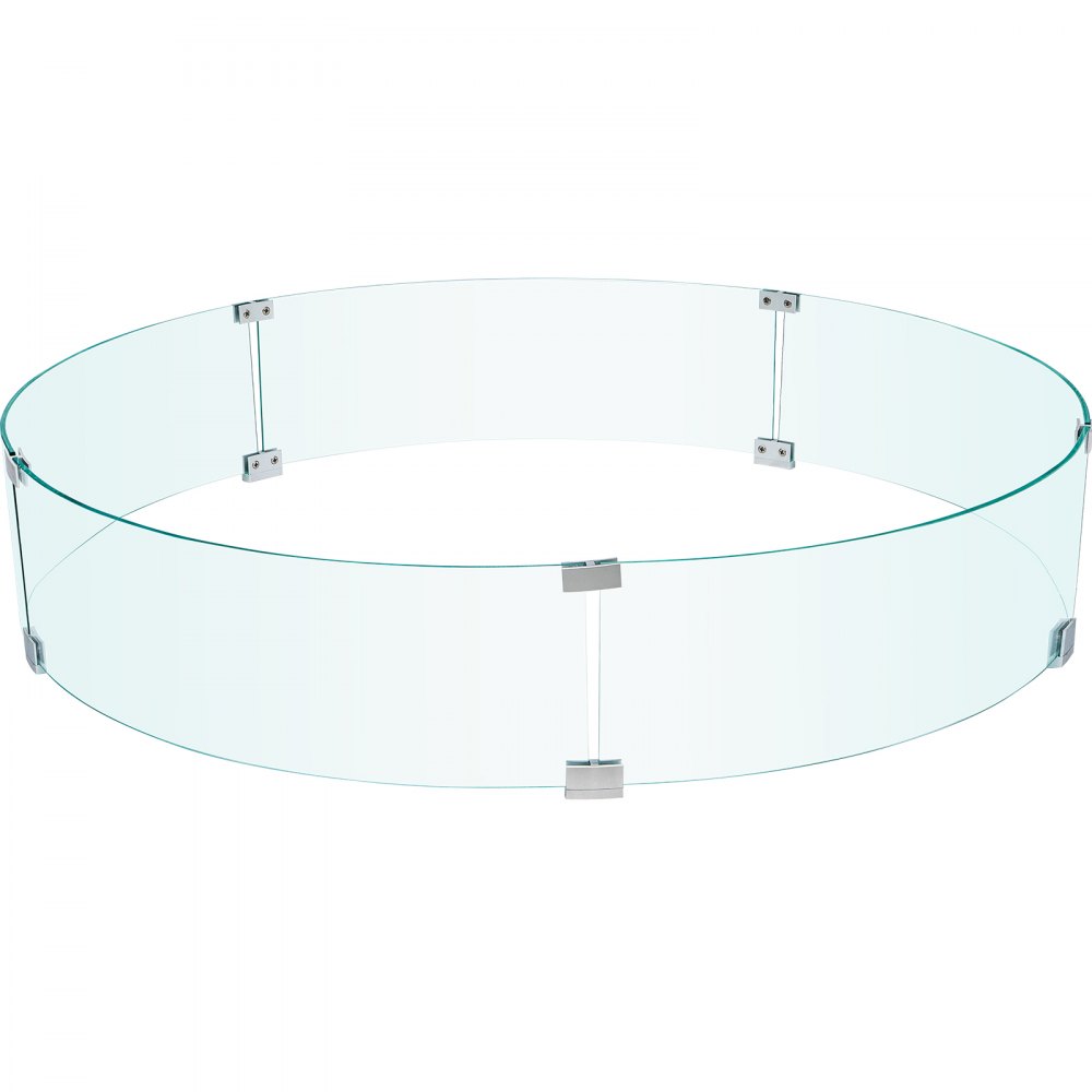 VEVOR Fire Pit Wind Guard, 41 x 41 x 8 Inch Glass Flame Guard, Round Glass Shield, 1/4-Inch Thick Fire Table, Clear Tempered Glass Flame Guard, Aluminum Alloy Feet for Propane, Gas, Outdoor