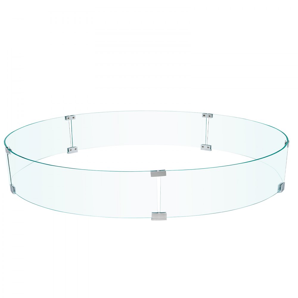 VEVOR Fire Pit Wind Guard, 41 x 41 x 8 Inch Glass Flame Guard, Round Glass Shield, 1/4-Inch Thick Fire Table, Clear Tempered Glass Flame Guard, Aluminum Alloy Feet for Propane, Gas, Outdoor