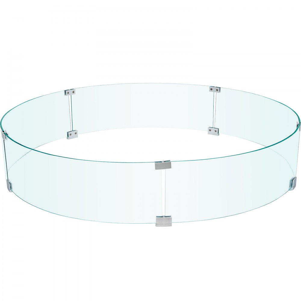 VEVOR Fire Pit Wind Guard, 41 x 41 x 8 Inch Glass Flame Guard, Round Glass Shield, 1/4-Inch Thick Fire Table, Clear Tempered Glass Flame Guard, Aluminum Alloy Feet for Propane, Gas, Outdoor