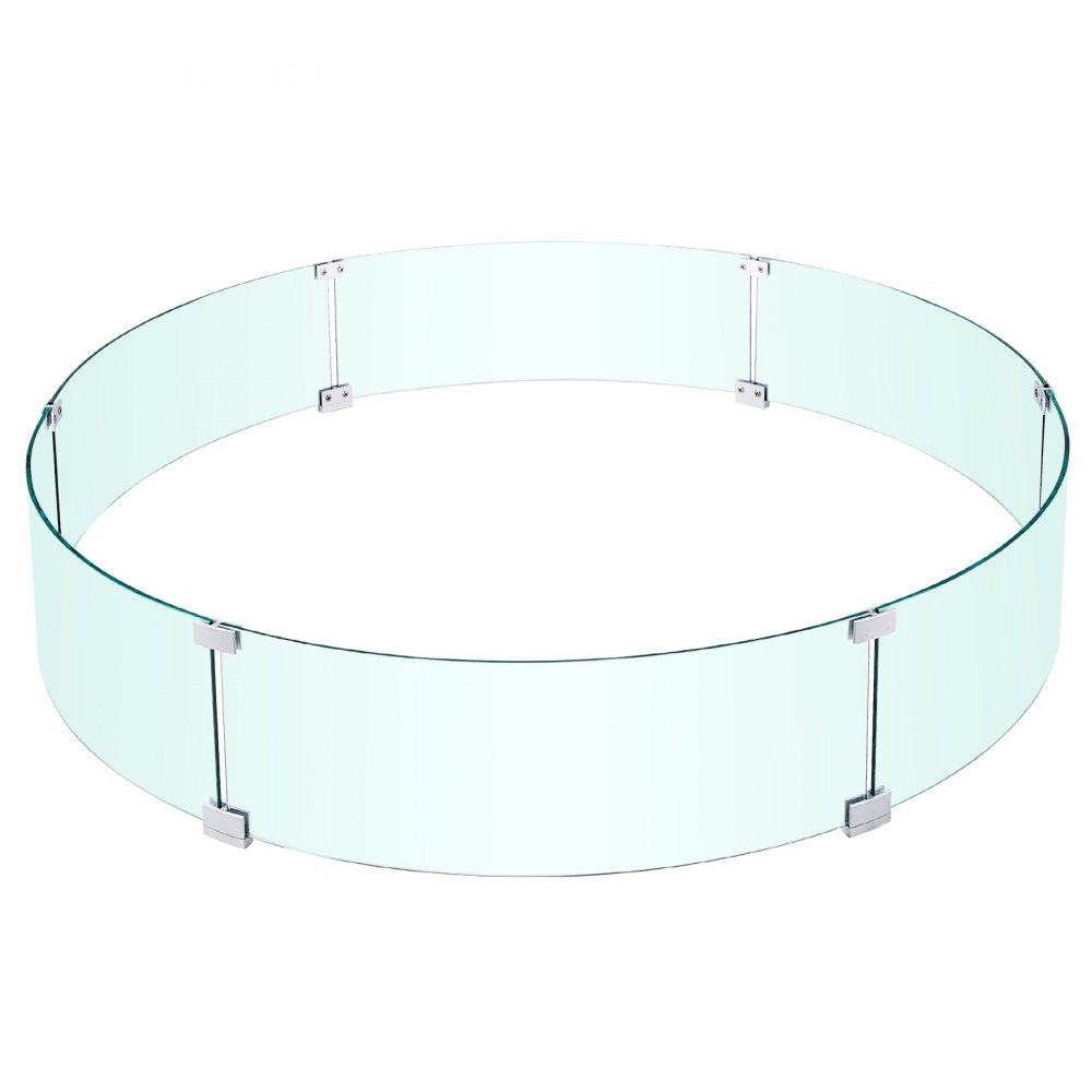 VEVOR Fire Pit Wind Guard, 47 x 47 x 8 Inch Glass Flame Guard, Round Glass Shield, 1/4-Inch Thick Fire Table, Clear Tempered Glass Flame Guard, Aluminum Alloy Feet for Propane, Gas, Outdoor