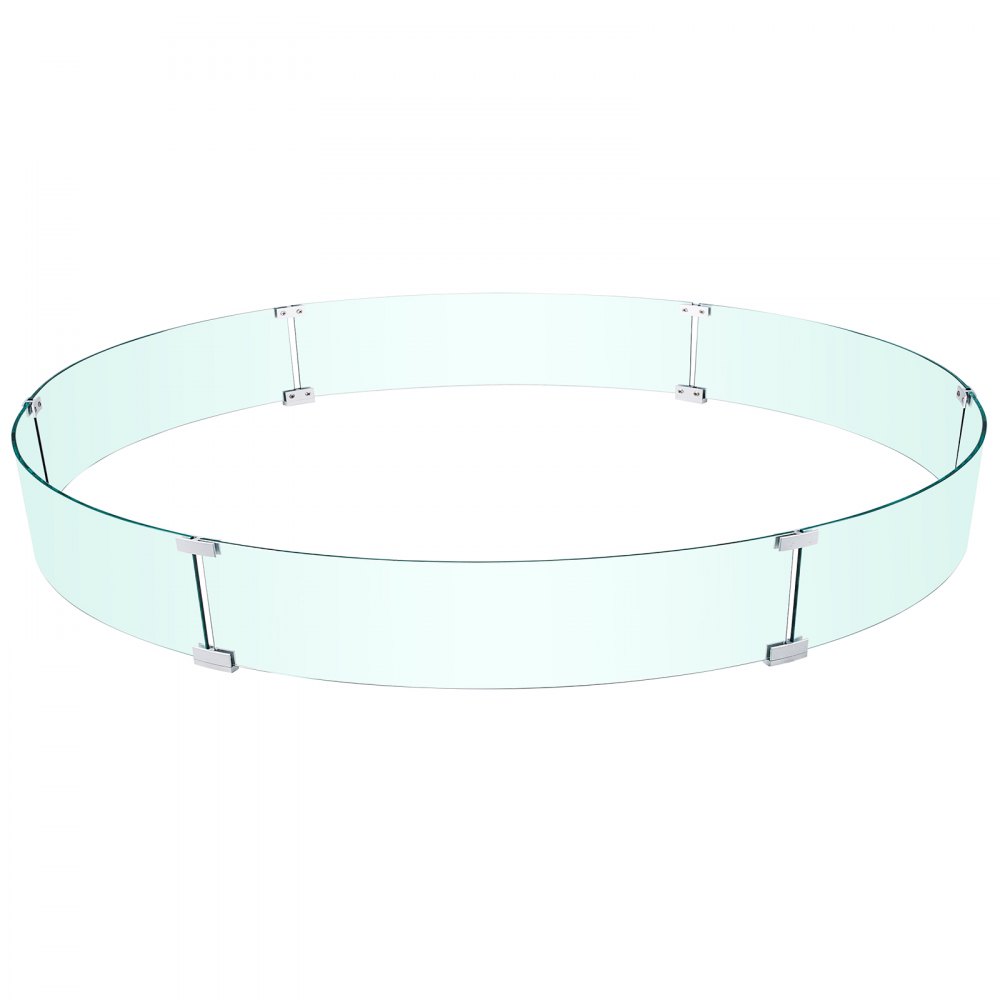 VEVOR Fire Pit Wind Guard, 47 x 47 x 8 Inch Glass Flame Guard, Round Glass Shield, 1/4-Inch Thick Fire Table, Clear Tempered Glass Flame Guard, Aluminum Alloy Feet for Propane, Gas, Outdoor