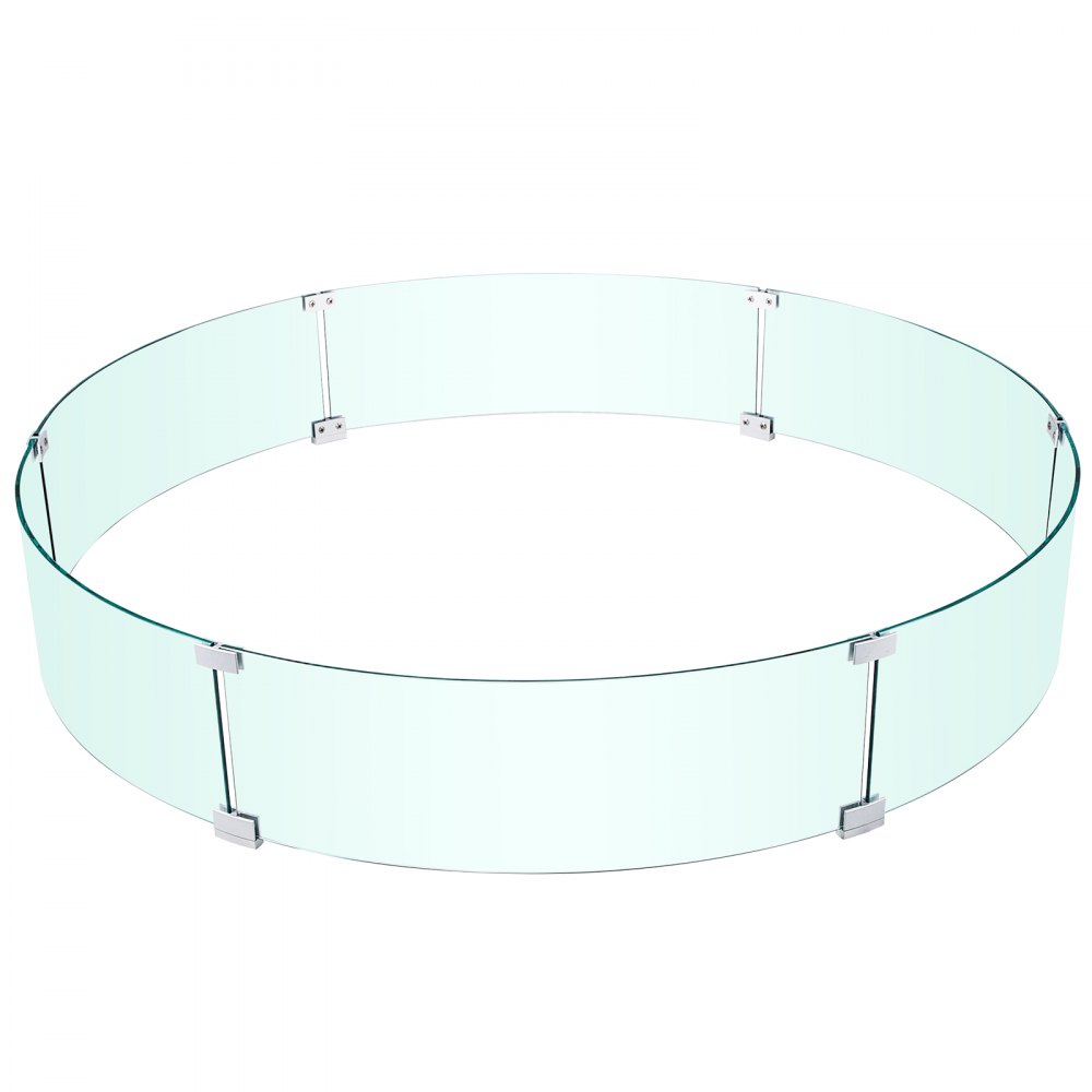 VEVOR Fire Pit Wind Guard, 47 x 47 x 8 Inch Glass Flame Guard, Round Glass Shield, 1/4-Inch Thick Fire Table, Clear Tempered Glass Flame Guard, Aluminum Alloy Feet for Propane, Gas, Outdoor