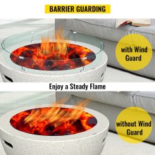 VEVOR Fire Pit Wind Guard, 47 x 47 x 8 Inch Glass Flame Guard, Round Glass Shield, 1/4-Inch Thick Fire Table, Clear Tempered Glass Flame Guard, Steady Feet Tree Pit Guard for Propane, Gas, Outdoor