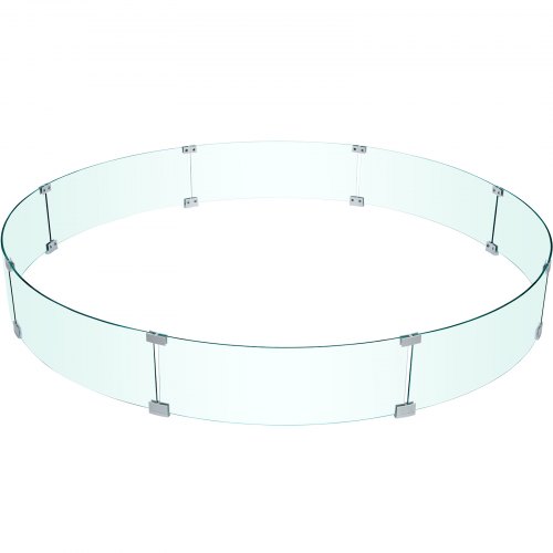 VEVOR Fire Pit Wind Guard, 59 x 59 x 7.9 inches Glass Flame Guard, Round Glass Shield, 1/4-Inch Thick Fire Table, Clear Tempered Glass Flame Guard, Steady Feet Tree Pit Guard for Propane, Gas, Outdoor
