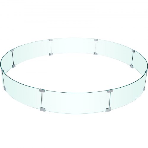 VEVOR Fire Pit Wind Guard, 59 x 59 x 7.9 pulgadas, protector de llama de vidrio, protector de vidrio redondo, mesa de fuego de 1/4 pulgadas de grosor, protector de llama de vidrio templado transparente, pies de aleación de aluminio para propano, gas, al aire libre