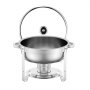 VEVOR Chafing Dish Buffet Set, 5 Qt 4 Pack, Stainless Steel Chafer with 4 Full Size Pan, Round Catering Warmer Server with Glass Lid Water Pan Folding Stand Fuel Holder, for Wedding Party Banquet