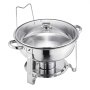 VEVOR Chafing Dish Buffet Set, 5 Qt 4 Pack, Stainless Steel Chafer with 4 Full Size Pan, Round Catering Warmer Server with Glass Lid Water Pan Folding Stand Fuel Holder, for Wedding Party Banquet