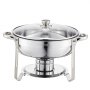 VEVOR Chafing Dish Buffet Set, 5 Qt 4 Pack, Stainless Steel Chafer with 4 Full Size Pan, Round Catering Warmer Server with Glass Lid Water Pan Folding Stand Fuel Holder, for Wedding Party Banquet