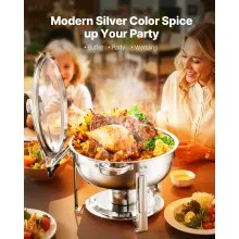 VEVOR 5 Qt 4 Pack Round Chafing Dish Buffet Set Full-Size Pan Stainless Steel