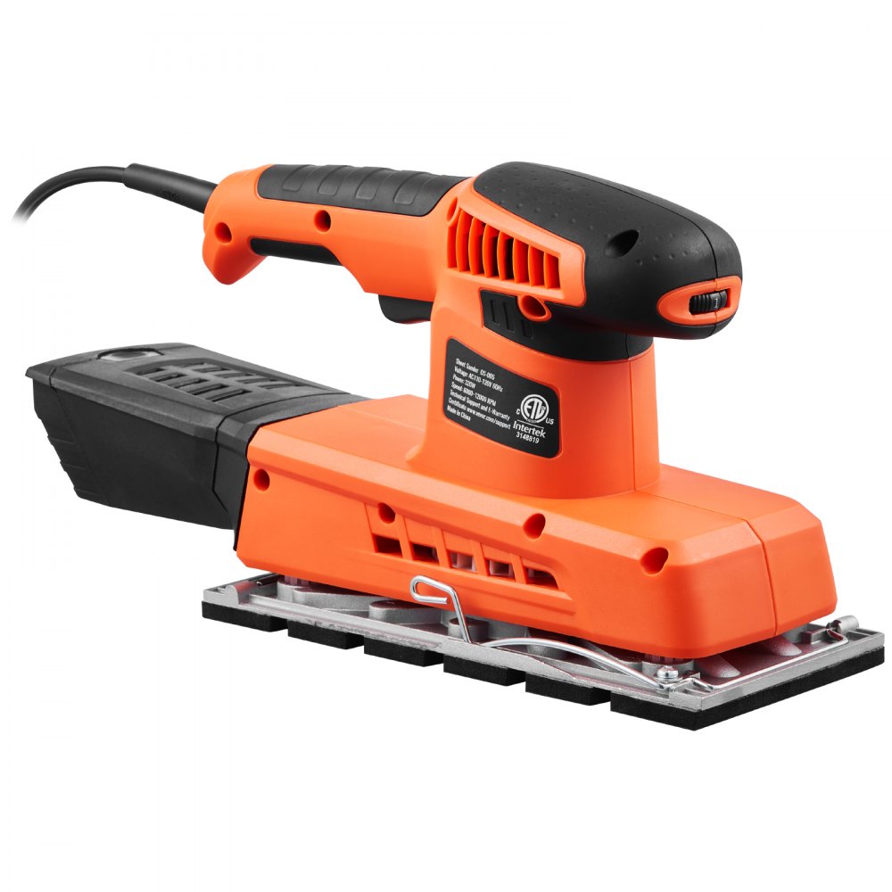 VEVOR Sheet Sander, 1/2 Sheet 2.5A Electric Sander for Woodworking, Max. 12000RPM Variable Speed Sheet Finishing Sander with Sandpaper and Dust Box for Wood Polishing Sanding