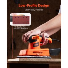 1/2 Sheet Sander 320W Max 12000 RPM Sheet Finishing Sander for Woodworking