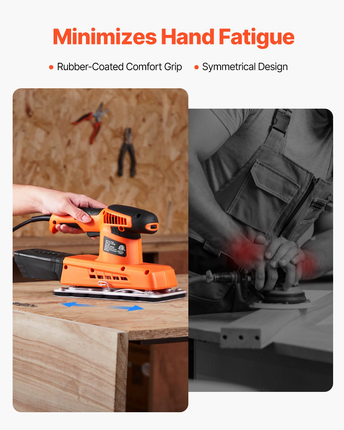 VEVOR Sheet Sander, 1/2 Sheet 2.5A Electric Sander for Woodworking, Max. 12000RPM Variable Speed Sheet Finishing Sander with Sandpaper and Dust Box for Wood Polishing Sanding