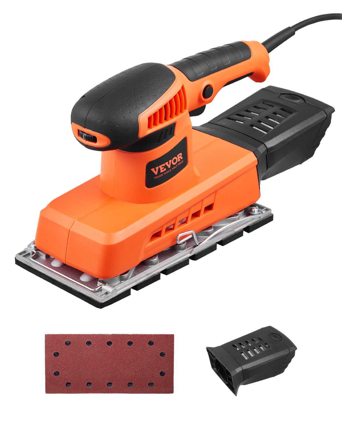 VEVOR Sheet Sander, 1/2 Sheet 2.5A Electric Sander for Woodworking, Max. 12000RPM Variable Speed Sheet Finishing Sander with Sandpaper and Dust Box for Wood Polishing Sanding