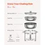 VEVOR Chafing Dish Buffet Set, 5 Qt 2 Pack, Stainless Steel Chafer with 2 Full Size Pans, Round Catering Warmer Server with Lid Water Pan Folding Stand Clip, for Weddings Parties Banquets, Silver