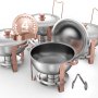 5 Qt 4 Pack Round Chafing Dish Buffet Set Fullsize Pan Stainless Steel Rose Gold