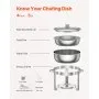 VEVOR Chafing Dish Buffet Set, 5 Qt 4 Pack, Stainless Steel Chafer with 4 Full Size Pans, Round Catering Warmer Server with Lid Water Pan Folding Stand Clip, for Weddings Parties Banquets, Silver