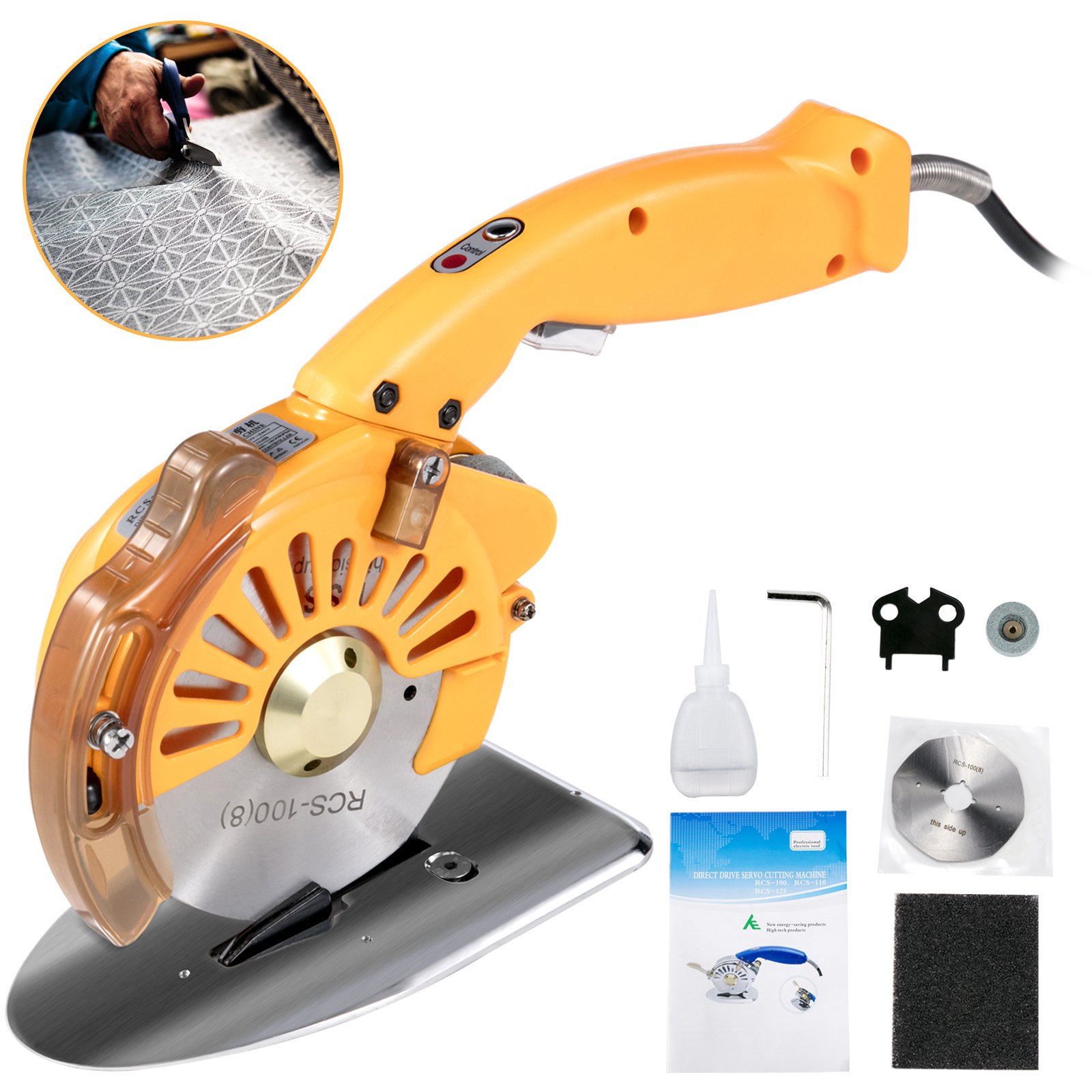 VEVOR Fabric Cutter Rotary Fabric Cutter 100mm Electric Cloth Cutter +Blade AU