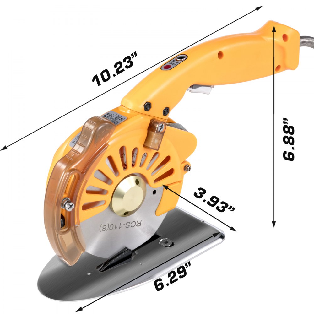 VEVOR Fabric Cutter 110mm Rotary Fabric Cutter 32mm Cutting Height Electric Rotary Cutter All-Copper Motor with Low Noise Adjustable Speed Electric Scissors for Cutting Fabric and Leather