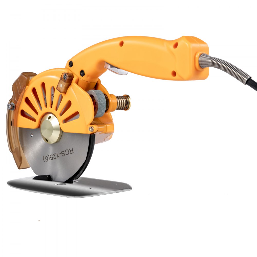 VEVOR Fabric Cutter 125mm Rotary Fabric Cutter 39mm Cutting Height Orange Electric Rotary Cutter All-Copper Motor with Low Noise Adjustable Speed Electric Scissors for Cutting Fabric and Leather