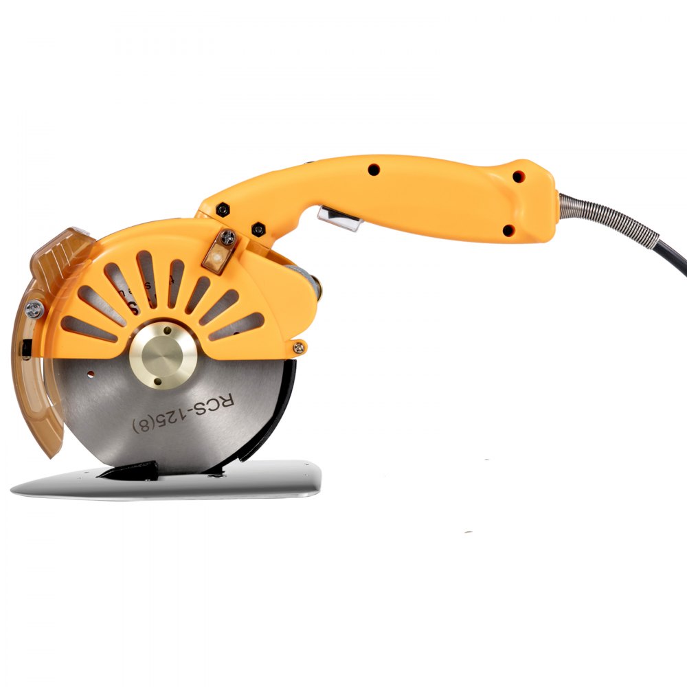 VEVOR Fabric Cutter 125mm Rotary Fabric Cutter 39mm Cutting Height Orange Electric Rotary Cutter All-Copper Motor with Low Noise Adjustable Speed Electric Scissors for Cutting Fabric and Leather