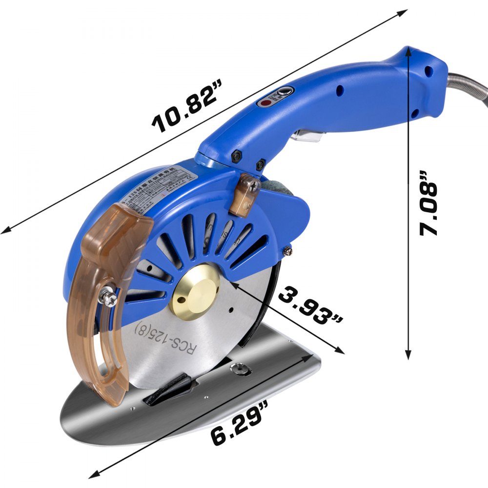 Cortador de pano elétrico Máquina de corte 125 mm Cortador de tecido rotativo com velocidade variável