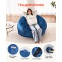 VEVOR Bean Bag Chair, Round BeanBag Chair with Removable & Washable Cover for Adult, Dutch Velvet & High-Density Foam Filling Adult Bean Bag with Handle and Side Pocket for Living Room, Bedroom, Blue