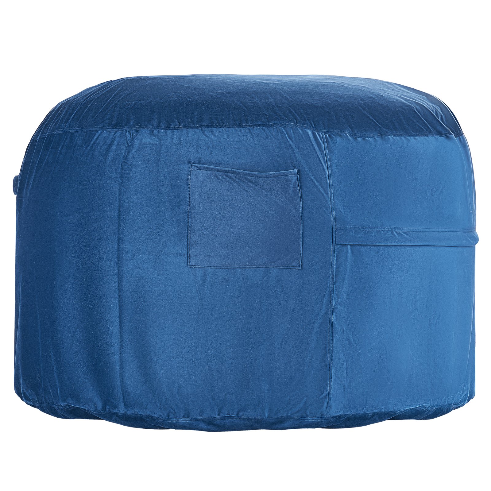 VEVOR Bean Bag Chair, Round BeanBag Chair with Removable & Washable Cover for Adult, Dutch Velvet & High-Density Foam Filling Adult Bean Bag with Handle and Side Pocket for Living Room, Bedroom, Blue