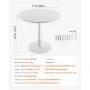 VEVOR Round Dining Table, 31.5 in Wood Table for 2-4 Person, Modern Circle Furniture, Leisure Coffee Office Tables with Pedestal Base in Tulip Design, for Home Kitchen Living Room, White(Only Table)