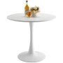Mesa de comedor redonda VEVOR de madera de 80 cm para 2-4 personas, moderna mesa circular para el ocio, café, oficina, con base de pedestal en diseño de tulipán, para el hogar, cocina y sala de estar, color blanco (solo mesa)