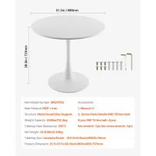 VEVOR 31.5 in Round Dining Table Wood Kitchen Table for 2-4 Person (Only Table)