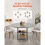 VEVOR Round Dining Table, 47 inch Wood Table for 4-6 Person, Modern Circle Dinner Furniture, Leisure Tables with Storage Shelf and Metal Legs, for Home Kitchen Living Room, Grey (Only Table)