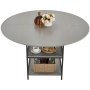 VEVOR Round Dining Table, 47 inch Wood Table for 4-6 Person, Modern Circle Dinner Furniture, Leisure Tables with Storage Shelf and Metal Legs, for Home Kitchen Living Room, Grey (Only Table)