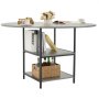 VEVOR Round Dining Table, 47 inch Wood Table for 4-6 Person, Modern Circle Dinner Furniture, Leisure Tables with Storage Shelf and Metal Legs, for Home Kitchen Living Room, Grey (Only Table)