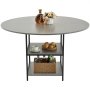 VEVOR Round Dining Table, 47 inch Wood Table for 4-6 Person, Modern Circle Dinner Furniture, Leisure Tables with Storage Shelf and Metal Legs, for Home Kitchen Living Room, Grey (Only Table)