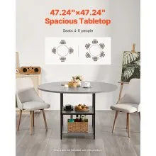 VEVOR 47 in Round Dining Table Wood Kitchen Table for 2-4 Person (Only Table)