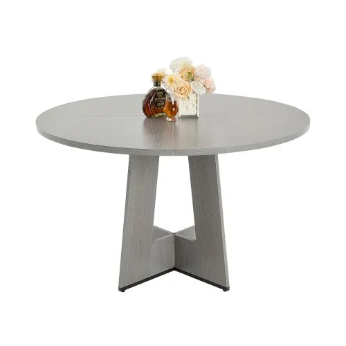 VEVOR Round Dining Table, 47 inch Wood Table for 4-6 Person, Farmhouse Circle Dinner Furniture, Rustic Leisure Tables with Thick Wooden Legs, for Home Kitchen Living Room, Grey (Only Table)