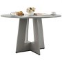 Mesa de comedor redonda VEVOR de madera de 120 cm para 4-6 personas, estilo rústico, con patas de madera gruesas, ideal para cocina, salón o comedor, color gris (solo mesa)