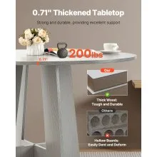 47 in Round Dining Table Wood Kitchen Table for 4-6 Person Grey (Only Table)