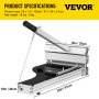VEVOR 254mm Vinyl Floor Cutter, 10" Blade Length Laminate Flooring Cutters, with Fixed Aluminum Fence & 29" Extended Handle, Built-In Precision Angled Miter, Siding Cutting for PVC, WPC, and Plank