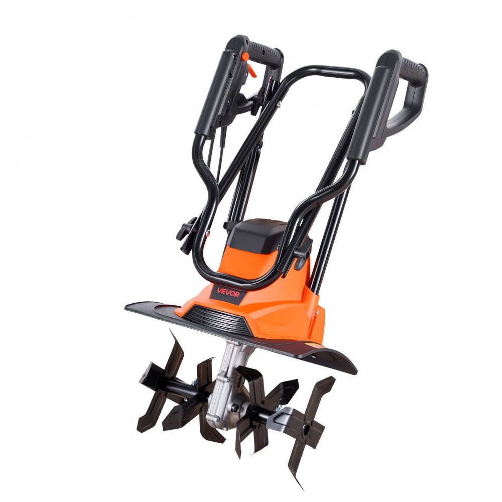 VEVOR Corded Electric Tiller, 36cm Tilling Width Garden Rototiller, 1200W Motor Heavy-Duty Tilling Machine, Cultivator with Steel Tines and Foldable Handle, for Lawn, Yard, and Gardening Care