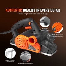 VEVOR Electric Hand Planer, 3-1/4" width Corded Electric Hand Planer, 16500 RPM High-Speed Powerful Electric Handheld Planers for Woodworking, Wood Chamfer DIY, Smooth Finish Carpentry Tool, FCC-SDoC