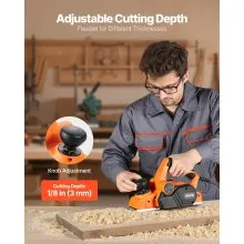 VEVOR Electric Hand Planer, 3-1/4-Inch Cut Width, 7-Amp 14500 RPM Corded Power Handheld Planer for Wood, with Adjustable Cut Depth, 2 Blades, for Woodworking Wood Chamfer DIY Smooth Finish Carpentry