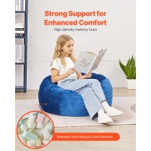 VEVOR 3 feet Round Bean Bag Chair with Removable Cover & Dutch Velvet Blue