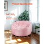 VEVOR 91 cm Round Bean Bag Chair with Removable Cover & Dutch Velvet Pink