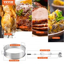 VEVOR Kit d'anneaux de rôtisserie pour barbecue pour barbecues à charbon de bois de 55,9 cm en acier inoxydable