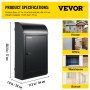 VEVOR Extra Large Mailbox 30.3x17.3x7.9 Inch, Wall Mount Mailbox With 2 Keys, Security Locking Dropbox 1.2mm Galvanized Steel For Outside Home Office To Collect Package And Mail